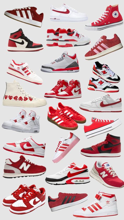 #red #outfit #shoes #sneakers #nike #jordan #addidas #newbalance #converse ❤️ Nike Red Sneakers, Red Nike Shoes, Sneakers Nike Jordan, Pretty Sneakers, Futuristic Shoes, Fly Shoes, Red Jordans, Trendy Shoes Sneakers