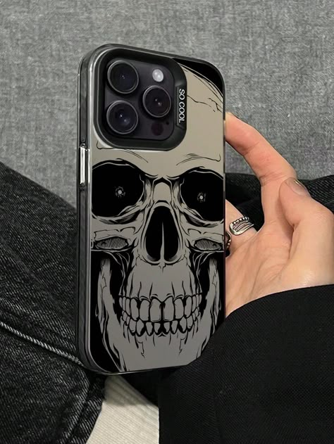 Halloween 1pc Skull Patterned Horror & Personality Design Phone Case Black    TPU Halloween Ordinary Mobile Phone Case   Cases, size features are:Bust: ,Length: ,Sleeve Length: Cases For Black Iphone, Skull Phone Case, Kou Diabolik Lovers, Skeleton Phone Case, Photo Iphone Case, Pretty Jewelry Necklaces, Art Phone Case, Black Iphone Cases, Pretty Phone Cases