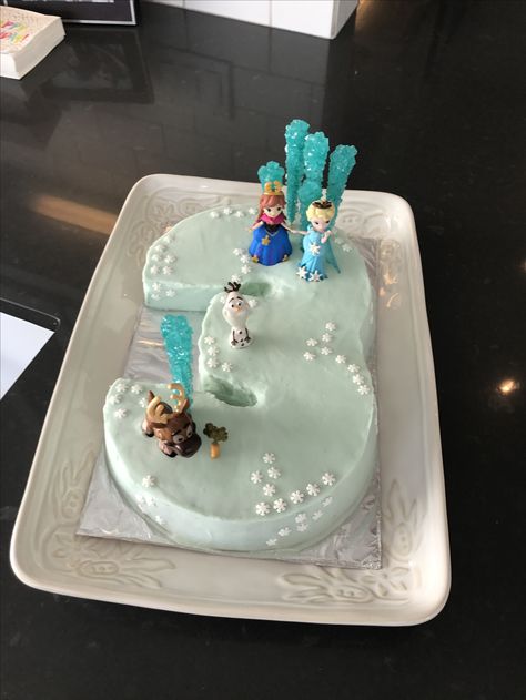 Frozen Birthday Cake - 3 years old. Diy Frozen Theme Cake, Frozen Three Year Old Birthday, Olaf Birthday Party, Frozen 3rd Birthday, Toy Story Birthday Cake, Frozen Birthday Party Cake, Frozen Birthday Party Decorations, Olaf Birthday, Frozen Party Decorations