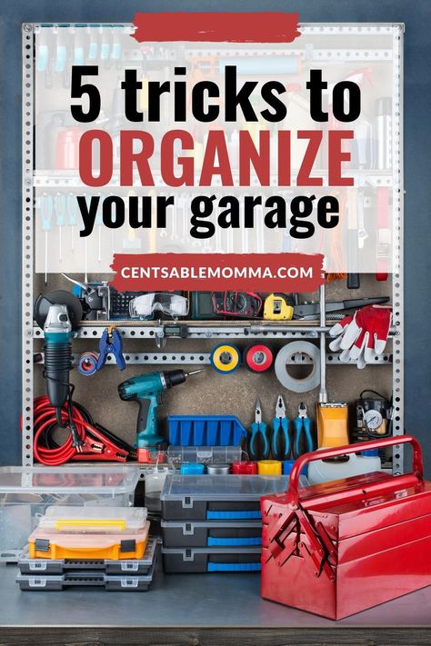 You want an organized garage, but it just feels too intimidating to get it into shape. Check out these 5 Tricks to Organize Your Garage with tips on how to break down the process into smaller pieces, so one day you may even be able to park a car in your garage! #garageorganization #organize Clean Home Checklist, Declutter Garage, How To Remove Kitchen Cabinets, Aesthetic Closet Organization, Organization Fridge, Home Chores, Organization Clothes, Cheap Decor Ideas, Diy Organizing Ideas