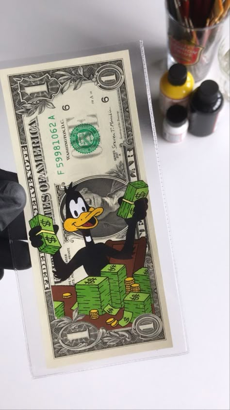 Money Paintings, Street Sign Art, Dollar Art, Disney Money, Dagobert Duck, Money Stickers, Money Art, Pizza Art, New Money