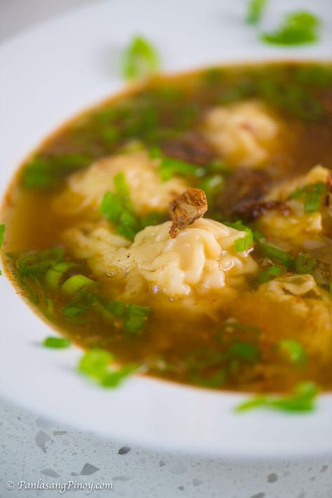 Chicken Molo Soup Recipe Wonton Soup Recipe Easy, Molo Soup, Filipino Merienda, Chicken Wonton Soup, Soup Recipe Easy, Wonton Noodle Soup, Wonton Soup Recipe, Chicken Wontons, Noodle Soup Recipe