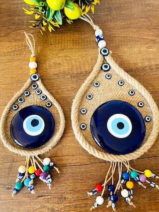 Evil Eye Wall Art, House Protection, Evil Eye Decor, Eye Wall Art, Hanging House, Beads Macrame, Evil Eye Wall Hanging, Glass Evil Eye, Handmade Evil Eye