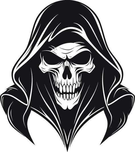 Skull Outline, Cat Graphic Art, Skull Tattoo Designs, Soul Reaper, Stencil Patterns Templates, Dark Logo, Skull Icon, Grim Reaper Tattoo, Skull Stencil