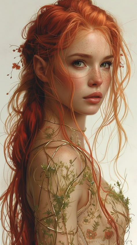 Red Hair Woman, Red Haired Beauty, Digital Portrait Art, Female Character Inspiration, Arte Fantasy, Digital Portrait, Character Portraits, Character Inspo, Female Portrait