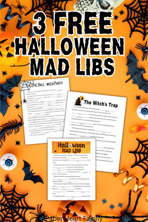 These free printable Halloween Mad Libs are SO funny and kids will love them! Perfect to add to classroom Halloween festivities, too for elementary school students. I love that they are great reading and writing practice, but kids think they are just fun! Easy Mad Libs, Mad Libs For Kids, Halloween Mad Libs, Halloween Mad, Monster Activities, Fun Halloween Activities, Free Printable Halloween, Holiday Activities For Kids, Halloween Activity