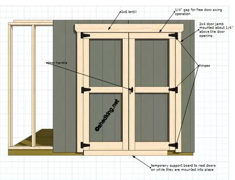 double shed doors all framed out Double Shed Doors, Shed Door Hardware, Diy Storage Shed Plans, Shed Door, Diy Storage Shed, Build Your Own Shed, Shed Construction, Door Plan, Outdoor Storage Shed