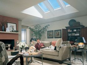 Velux Fixed (non-opening) Skylight - extra light in lounge, other lounge and bedroom #3 Kitchen Skylights, Skylight Living Room, Skylight Ideas, Attic Makeover, Skylight Design, Roof Lights, Skylight Kitchen, Velux Skylights, Family Lounge