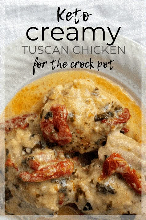 Creamy Keto Tuscan Chicken is the ultimate creamy comfort food dinner. Tender, flavorful chicken thighs are so soft they pull apart effortlessly. Keen for Keto | keto sun dried tomato recipes | keto chicken thigh recipe | keto crock pot chicken | keto dinner | low carb | gluten free tuscan chicken Dinner Ideas Chicken Thighs, Keto Tuscan Chicken, Tuscan Chicken Recipe, Keto Chicken Thighs, Keto Chicken Thigh Recipes, Keto Slow Cooker, Dinner Ideas Chicken, Keto Main Dishes, Keto Dinner Ideas