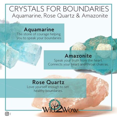 Crystal healing  Crystals do Boundaries  Aquamarine  Amazonite  Rose Quartz Chakras Crystals, Amazonite Crystal, Charge Crystals, Gemstone Properties, Magical Stones, Gemstone Meanings, Crystal Therapy, Crystal Grids, Healing Crystal Jewelry