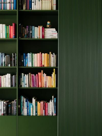 Bright Colorful Office, Colorful Office Design, Marie Lichtenberg, Farnsworth House, Colorful Office, Berlin Apartment, Deep Emerald Green, Josef Frank, Joinery Details