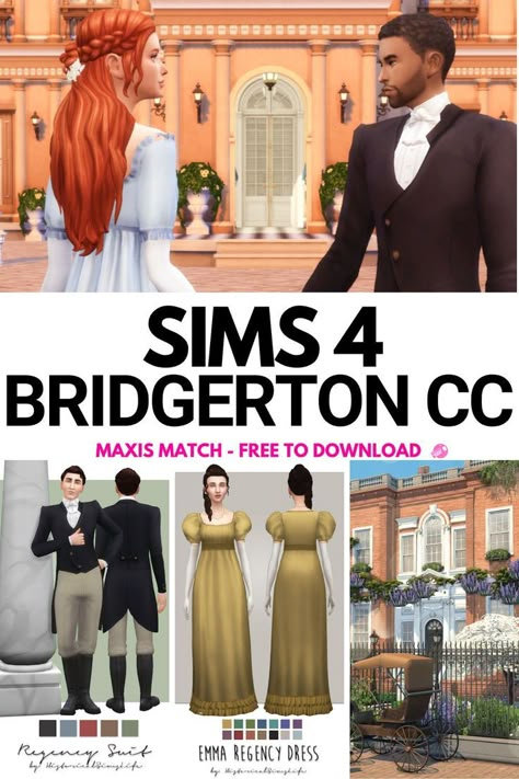 sims 4 bridgerton cc Magic Cottage, Sims 4 Seasons, Sims 4 Decades Challenge, Walking Dress, Sims Packs, Free Sims 4, The Sims 4 Packs, Regency Dress, Sims 4 Collections