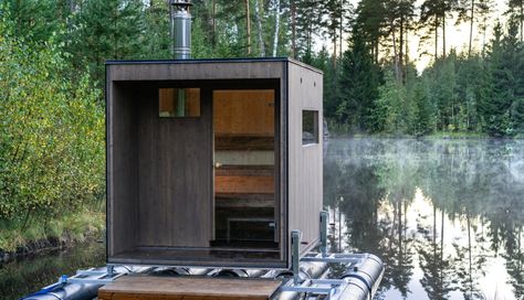 Build Sauna, Mobile Sauna, Building A Sauna, Cedar Paneling, Sauna Diy, Fork Lift, Barrel Sauna, Fiberglass Insulation, Finnish Sauna