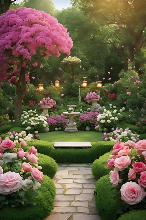 Dreamy Gardens, Rose Garden Ideas, Outside Landscaping, English Rose Garden, Whimsical Diy, Arbor Ideas, Indoor Succulents, Rose Garden Design, Prayer Garden