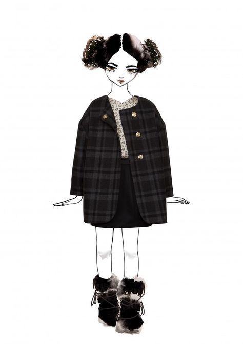 Kelai Coat, Isis Blouse & Heather Skirt Illustration Children, Kids Illustration, Kids Fashion Clothes, Fashion Kids, Fall 2015, Childrens Fashion, Baby Clothes Shops, Children Illustration, Fashion Sketches