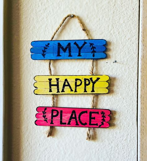 Craft Ideas For Room Decor, Icecreamsticks Crafts, Ice Cream Stick Wall Hanging, Ice Cream Sticks, Stick Crafts, Ice Cream Stick, Diy Wall Art Decor, Stick Art, Craft Room Decor