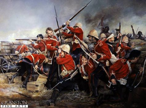 These are some British soldiers. Rorke's Drift, Zulu Warrior, Red Coats, Military Images, British Uniforms, British Armed Forces, Stand Firm, Historical Artwork, Historical Painting