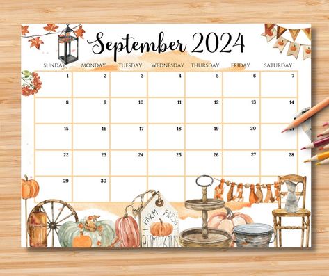 September Calendar 2024 Aesthetic, September Planner Ideas, September Calendar 2024, September Calendar Ideas, 2024 Printable Calendar, 2024 Printable, Fall Planner, Planner Calendar Printables, Calendar For Kids