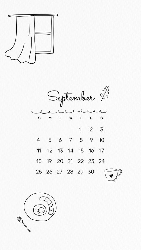 Calender Doodle, Calendar Lockscreen, Iphone Wallpaper Vector, Cute Doodle Drawing, Calendar Drawing, Wallpaper September, Calendar Doodles, September Wallpaper, August Calendar