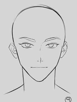 Drawing Base Male Face, Face Base Drawing Male, Man Head Drawing Reference, Front Base Drawing, Head Male Reference, Men Face Drawing Tutorial, Male Face Shape Drawing Reference, Straight Face Drawing, Male Headshots Poses Drawing