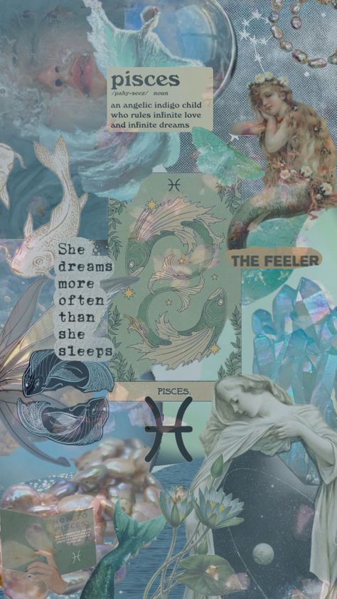 #piscesaesthetic #pisces Pisces Mood Board, Zodiac Signs, Mood Board, Iphone Wallpaper, Wallpapers