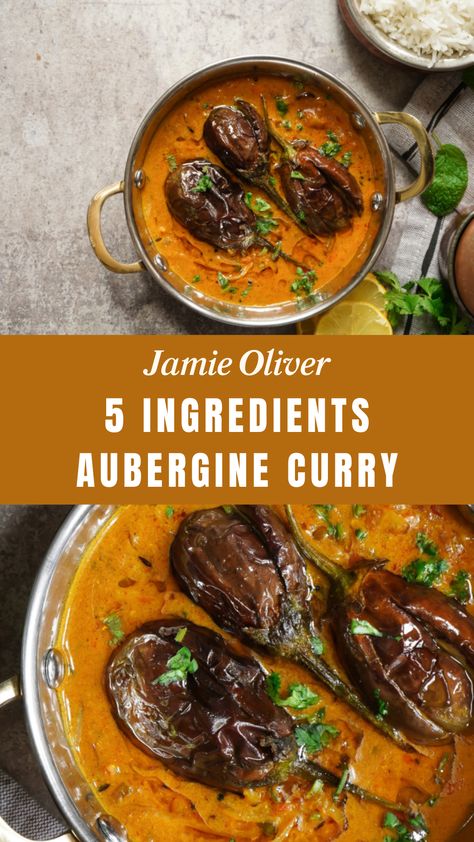 Jamie Oliver 5 Ingredients Aubergine Curry Jamie Oliver 5 Ingredients, Aubergine Curry, Egg Plant, Jamie Oliver Recipes, Coconut Milk Curry, 5 Ingredient Recipes, Hearty Dinner, Curry Recipe, Curry Paste