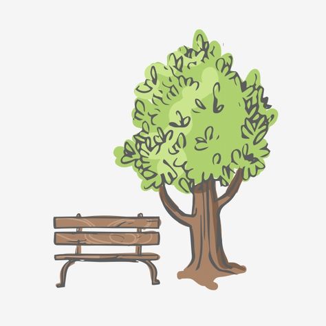 Bench Drawing, Nature Clipart, Park Scene, Map Png, Cartoon Banana, Tree Logo Design, Logo Design Health, Sitting In A Tree, Vector Trees