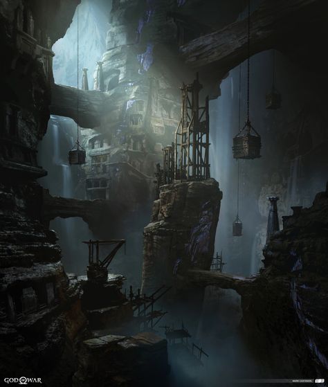 Fantasy Mine, Underground Village, Dwarven City, Abandoned Mine, Cave City, Underground World, Underground Cities, Rpg Map, Location Inspiration