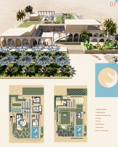 Cultural center of Marrakech, Morocco Plan Concept Architecture, Cultural Center Architecture, Landscape Design Competition, Morocco Art, Architecture Design Presentation, Architecture Blueprints, Concept Models Architecture, Architecture Drawing Plan, Plans Architecture