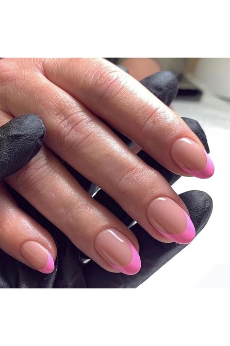 Pink French Tip Press on Nails Medium Oval Fake Nails Mirror Acrylic Glue on Nails Reusable Full Cover Stick on Nails for Women DIY Manicure Decoration Rose Pink Nails, Pink Stiletto Nails, Nagel Tips, Manicure Tips, Fake Nails With Glue, Oval Nails, Stick On Nails, Nailed It, Nail Art Hacks