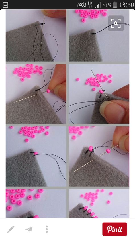 Bead Sewing Tutorials, Jewelry Hoop Earrings, Stitch Diy, Simple Hand Embroidery Patterns, Hand Beaded Embroidery, Diy Bead Embroidery, Bead Embroidery Tutorial, Brooch Diy, Bead Sewing