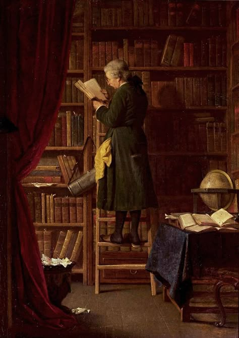 From Wikiwand: Enlightenment era librarian in a library, 19th-century painting by Georg Reimer, National Museum in Warsaw Study Artwork, Carl Spitzweg, Giuseppe Arcimboldo, William Adolphe Bouguereau, Old Library, Rennaissance Art, Peter Paul Rubens, Van Gogh Museum, Old Paintings