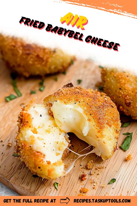 Indulge in the classic charm of melted Air Fried Babybel Cheese! This mouth-watering recipe offers a delightfully crispy exterior and a creamy, cheesy interior. Perfect for an appetizer or a quick snack, it's a crowd-pleaser for any occasion. Experience a new twist on a beloved favorite with our simple and quick recipe. Don't forget to pin it, try it, and share the cheesy goodness with your friends! Babybel Cheese Recipes, Babybel Cheese, Cheesy Snack, Vegetarian Italian, Crispy Cheese, Cheese Bites, Breakfast Lunch Dinner, Quick Snacks, Sweet And Salty