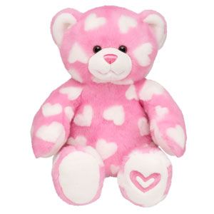 heart bear from build a bear work shop with white hearts and pink | Build-A-Bear Workshop-United Kingdom: 43cm Pink Hearts Teddy Cute Squishies, Pink Teddy Bear, Cute Plushies, Pink Teddy, Bear Stuffed Animal, Cute Stuffed Animals, Build A Bear, Cute Toys, Let's Celebrate