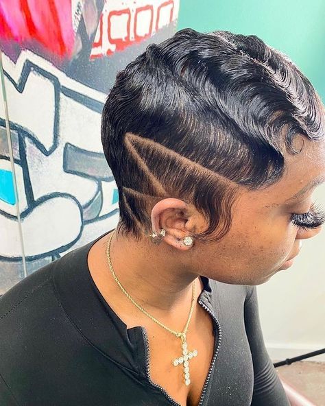 Growing Short Hair, Finger Waves Short Hair, Short Hairstyles For Black Women, Future Hairstyles, Shaved Designs, Black Women Short Hairstyles, Short Hair Designs, 25 Birthday, Black Hair Short Cuts