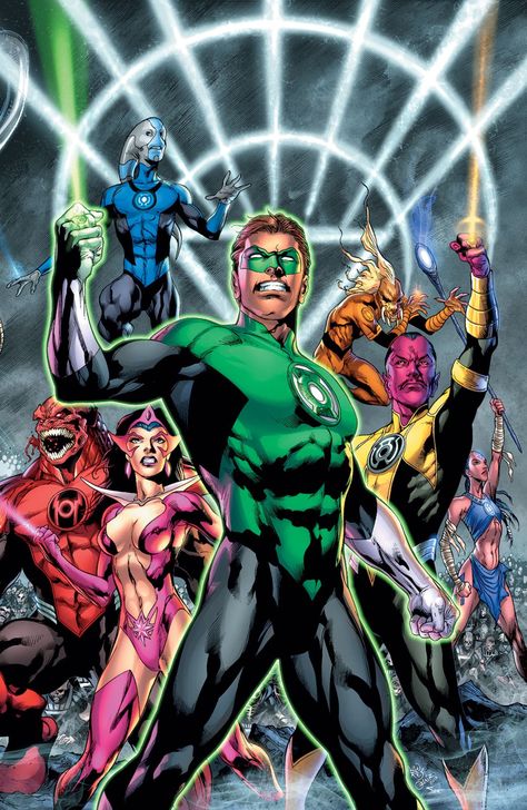 Dc Comics Vs Marvel, Green Lantern Hal Jordan, Hal Jordan, Lantern Corps, Dc Comics Wallpaper, Blue Lantern, Green Lantern Corps, Univers Dc, Comic Book Artwork