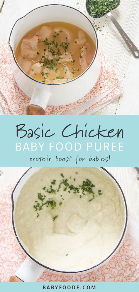 Pureed Chicken Recipes, Chicken Puree Recipes For Baby, Baby Meat Puree Recipes, Chicken Puree For Baby, Beef Puree For Baby, Meat Puree For Baby, Adventurous Recipes, Baby Food Recipes Stage 1, Chicken Baby Food