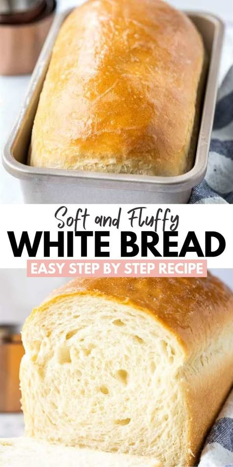 This White Bread recipe is a classic you'll want to keep on hand. So light, fluffy and incredibly soft. Everyone will think it came right from the bakery! No matter what you use it for, whether its prepping school lunches, making yourself a snack, or serving it as your dinner side, you'll be in sliced bread heaven. #WhiteBread #HomemadeBread Soft Bread Recipe, Homemade White Bread, Pembuat Roti, White Bread Recipe, Homemade Bread Recipes Easy, Cloud Bread, Best Bread Recipe, Sliced Bread, Dinner Side