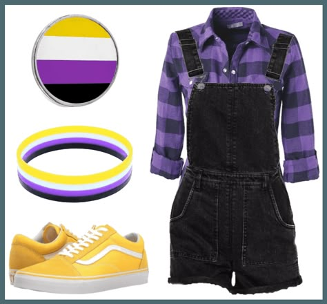 Nonbinary Pride Outfit | ShopLook Nonbinary Flag Outfit, Lgbtq Pride Outfit Ideas, Pride Outfit Nonbinary, Trans Pride Outfit Ideas, Lgbtq Outfit Ideas, Nonbinary Pride Outfit, Cute Nonbinary Outfits, Demiboy Outfits, Nonbinary Outfit Ideas