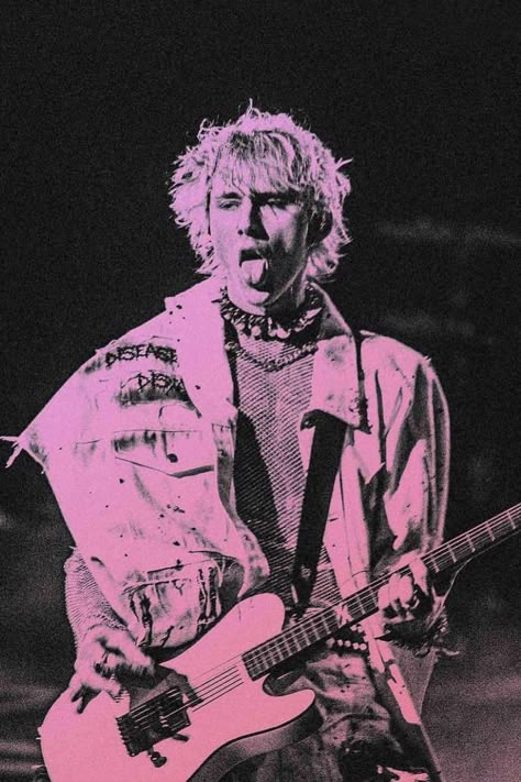 Mgk Poster Vintage, Mgk Papercuts, Colson Baker Aesthetic, Mgk Poster, Mgk Style, Mgk Wallpaper, Mgk Concert, Mgk Aesthetic, Pink Guitar