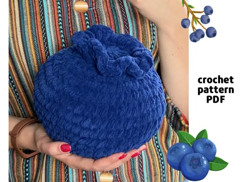 Excited to share this item from my #etsy shop: Giant blueberry crochet pattern PDF Crochet Berry pattern Easy berry pattern Big blueberry pattern Blueberry plush amigurumi Crochet Giant Donut Pattern Free, Crochet Blueberry Bag, Giant Crochet Pattern, Diy Gifts Crochet, Crochet Blueberry Pattern Free, Giant Amigurumi Free Pattern, Blueberry Crochet Free Pattern, Crochet Blueberry Pattern, Crochet Giant Plushies