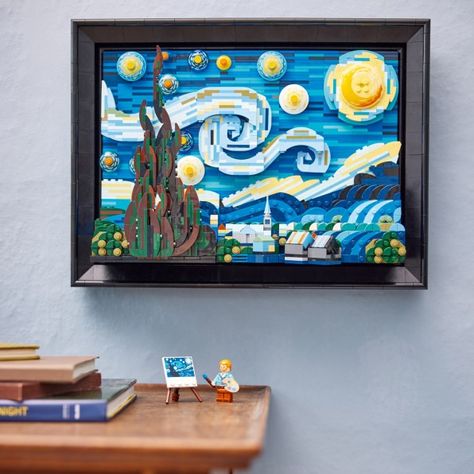 Lego Painting, Lego Decorations, Gogh The Starry Night, Starry Night Art, Starry Night Painting, Most Famous Paintings, The Starry Night, Starry Night Van Gogh, Lego Creator