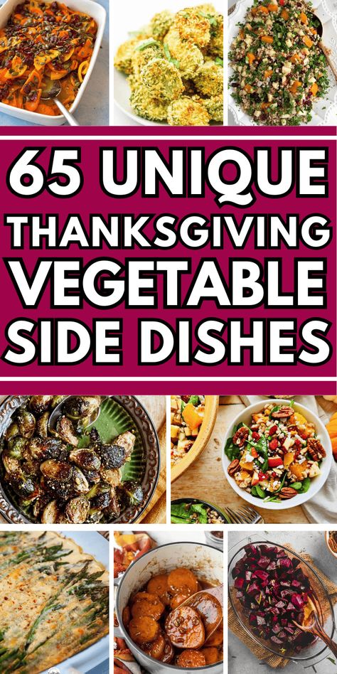 The best vegetable side dishes for Thanksgiving! Easy Thanksgiving veggie sides including make ahead and crockpot recipes, cold salads, hearty casseroles and healthy green vegetables for a crowd. Lighter thanksgiving side dishes with carrots, green beans, brussel sprouts, squash, corn and potato. Thanksgiving vegetable side dishes green, make ahead thanksgiving vegetable side dishes, traditional and unique thanksgiving side dishes, new thanksgiving recipes side dishes, thanksgiving dinner ... Veggie Dishes Thanksgiving, Red Side Dishes, Low Carb Veggie Side Dishes, Sunday Roast Side Dishes, Side Salad For Thanksgiving, Vegetable Side Thanksgiving, Halloween Vegetable Side Dishes, Untraditional Thanksgiving Sides, Fancy Thanksgiving Side Dishes