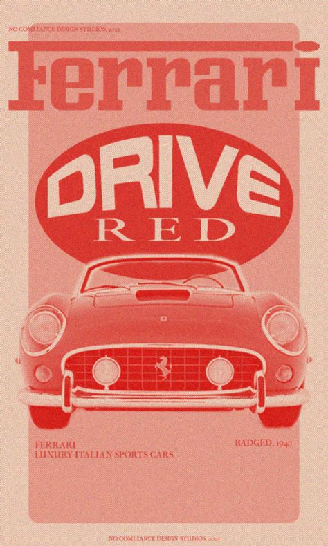 Vintage Designer Prints, Vintage Car Posters Ferrari, 60s Posters Design, Ferrari Poster Aesthetic, F1 Poster Design Ferrari, Ferrari Poster Vintage, Vintage Car Prints, Retro Vintage Poster, Ferrari Graphic Design