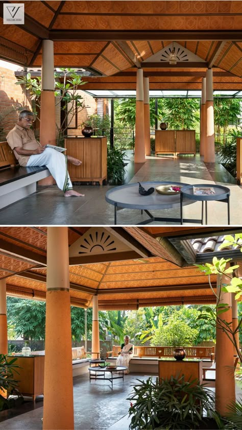 South Indian Bungalows, Kerala House Design Kerala House Design Traditional, Traditional Sitout Designs, South Indian Homes Traditional, Modern South Indian House Design, Kerala Houses Design, Traditional Indian House Exterior Design, Indian Staircase Design, Traditional Architecture Indian