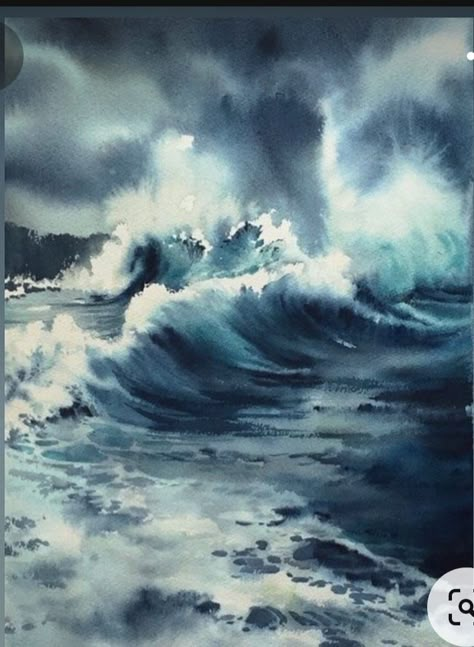 Watercolour Sky, Watercolor Waves, Ocean Art Painting, Ocean Watercolor, Marine Landscape, Watercolor Wave, Learn Watercolor Painting, Sailboat Art, Watercolor Sky