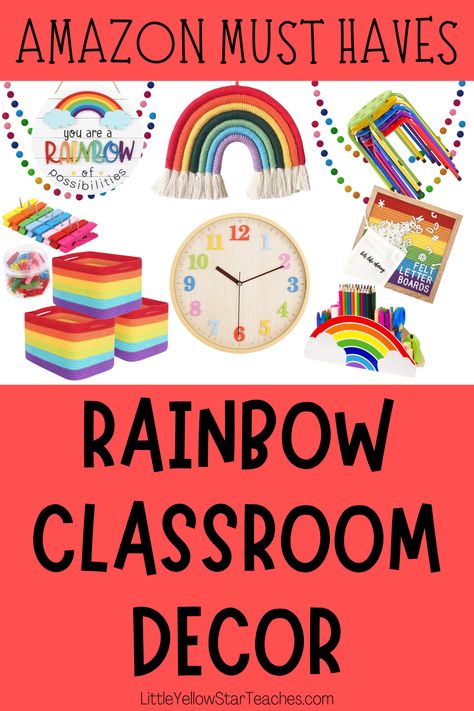 Cross the bridge to a world of creativity and learning with our handpicked Amazon collection of bright rainbow classroom decor. Inspire young minds with the enhancing beauty of rainbows adorning your classroom. From bright-themed wall art to vibrant stationery, build a colorful and engaging environment that bridges the gap between imagination and knowledge.📚 Rainbow Classroom Decor Ideas, Rainbow Preschool Theme Classroom Decor, Rainbow Kindergarten Classroom, Rainbow Classroom Ideas, Primary Color Classroom, Rainbow Boho Classroom, Rainbow Office Decor, Preschool Classroom Decor Themes Ideas, Rainbow Classroom Theme Decor