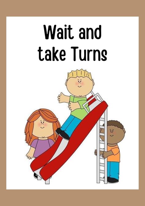 Wait and take Turns  #Classroom #Classroomrules Preschool Classroom Rules, Classroom Job Chart, Classroom Charts, Job Chart, Class Rules, Classroom Jobs, Class Room, Classroom Rules, Preschool Classroom