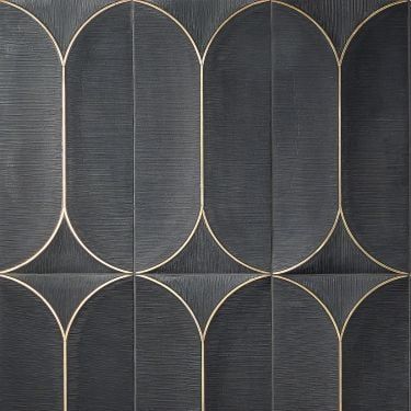 Calypso Collection | TileBar.com Resin Mosaic, Black Backsplash, Brass Inlay, Limestone Tile, Honed Marble, Modern Tiles, Black Tiles, Tile Inspiration, Fireplace Tile