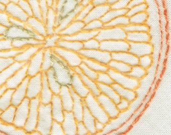 Citrus cross stitch | Etsy Grapefruit Tree, Citrus Slice, Embroidery Hoop Wall Art, Orange Slice, Redwork Embroidery, Handmade Inspiration, Yarn Thread, Hand Embroidery Pattern, Pink Grapefruit